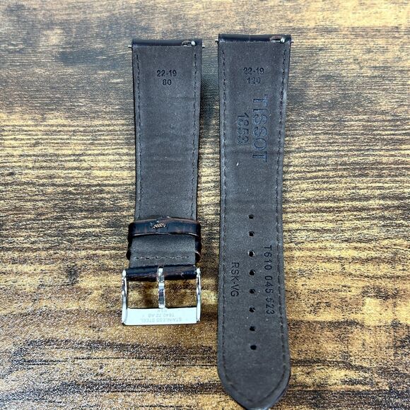 Original Tissot 22mm-19mm Brown Crocodile Band Strap Leather Watch - Picture 9 of 10